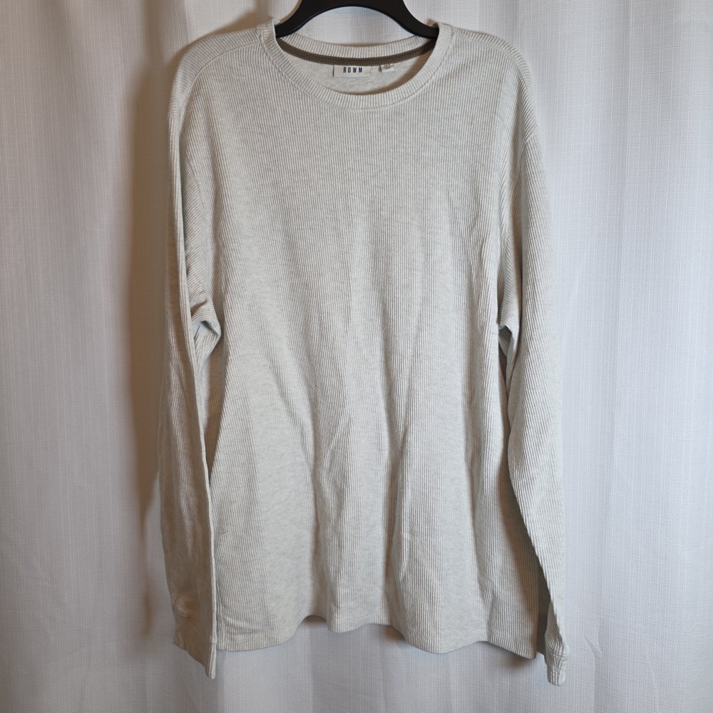 ROWM Mens Shirt White Long Sleeves Round Neck Cotton Thermal Winter 2XT Tall